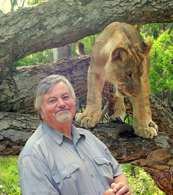 Roger Cook with lioness